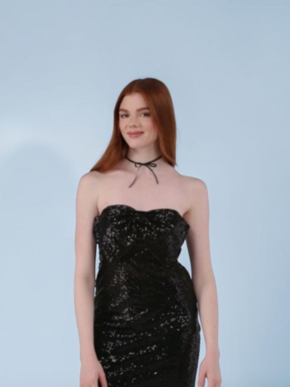 No Boundaries Strapless Over sized Bow Black Sequin Mini Dress NWOT